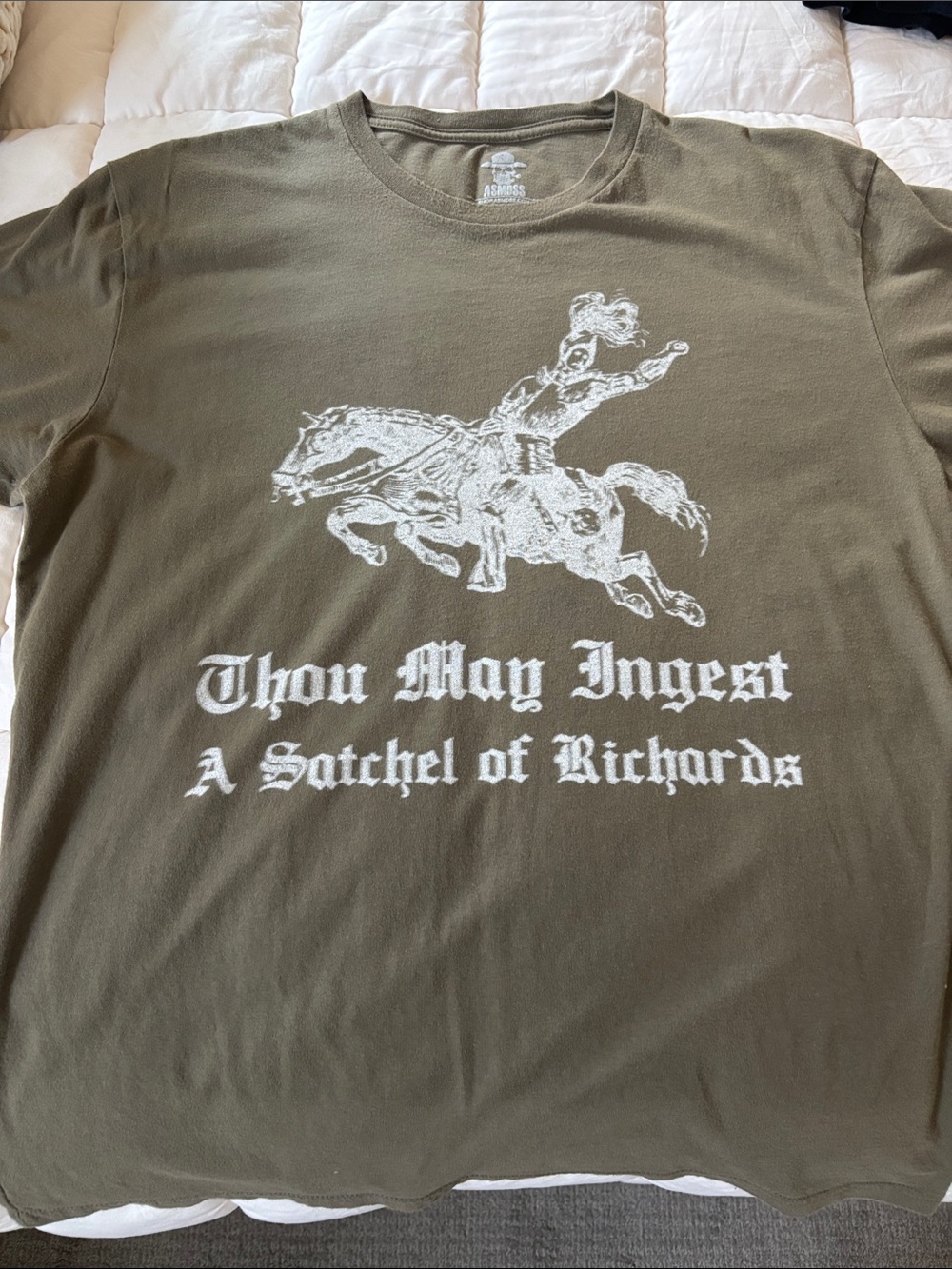 ASMDSS- Thou May Ingest Graphic Crewneck T-Shirt - Olive